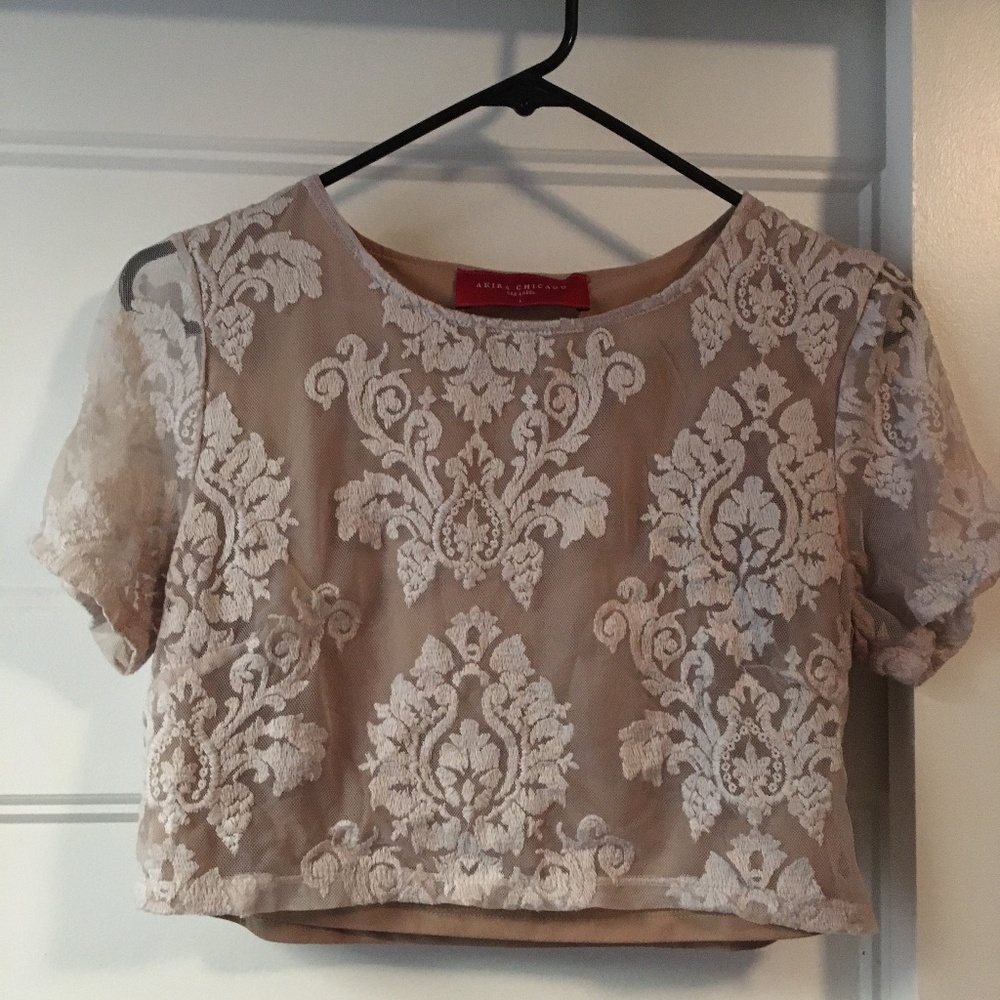Akira Red Label Lace Crop Top - Large